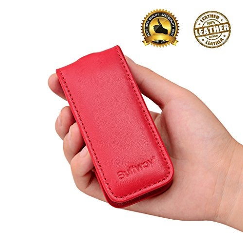 Buffway Key Chain Case Cover Holder Shell for Porsche Cayenne Panamera Macan Key Fob with Luxury Genuine Leather - Red - Image 2