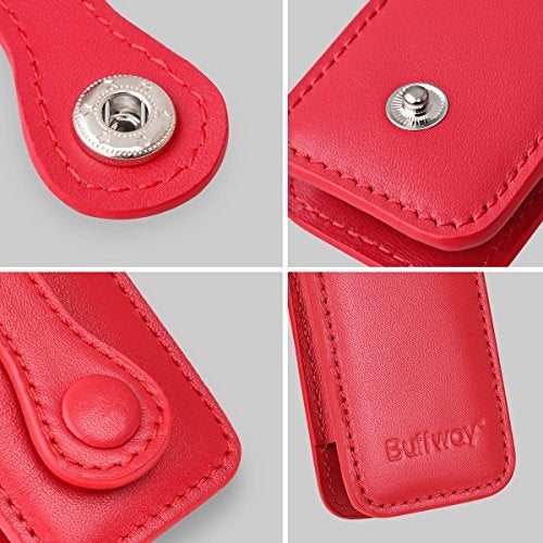 Buffway Key Chain Case Cover Holder Shell for Porsche Cayenne Panamera Macan Key Fob with Luxury Genuine Leather - Red - Image 4