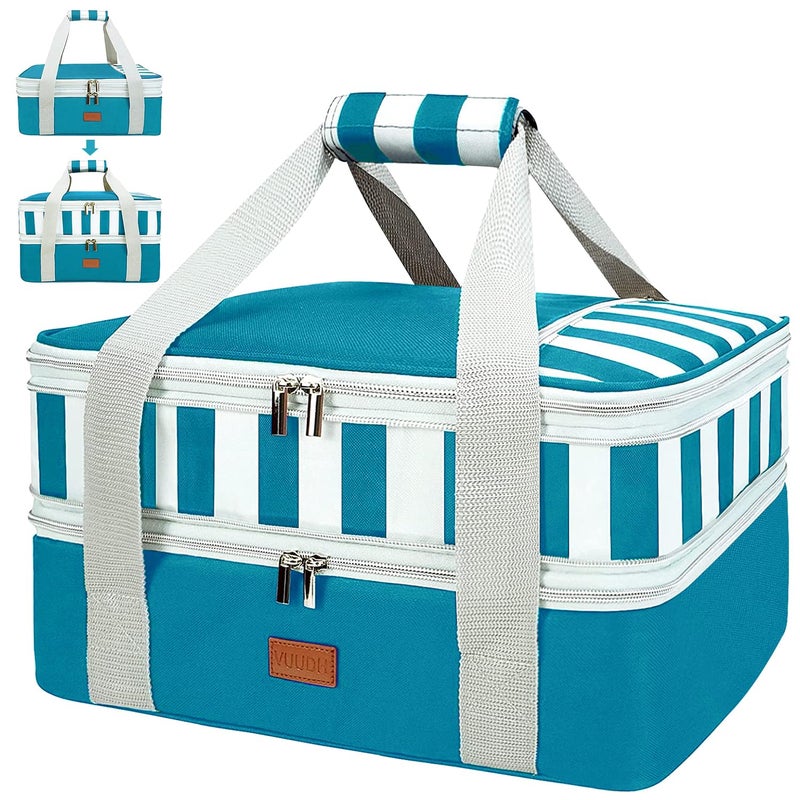 Vuudh Expandable Casserole Carrier Bag Double Decker Food Bag Insulated Casserole Carrier for Hot or Cold Food Lasagna Holder Tote for PicnicsBeachesTraveling or Gifts