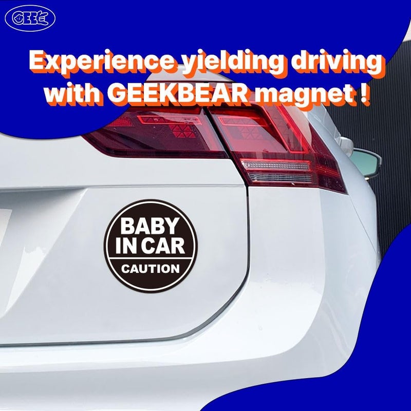 GEEKBEAR ملصق GEEKBEAR للرضع في السيارة (أسود/أسود) - ملصق "طفل على متن السيارة" للسيارة - بدون لاصق أو كوب شفط - علامة "طفل على متن السيارة" - ملصق ديكال لعلامة وجود طفل في السيارة - علامة أمان للأطفال على النافذة والمصد الخلفي - Image 2