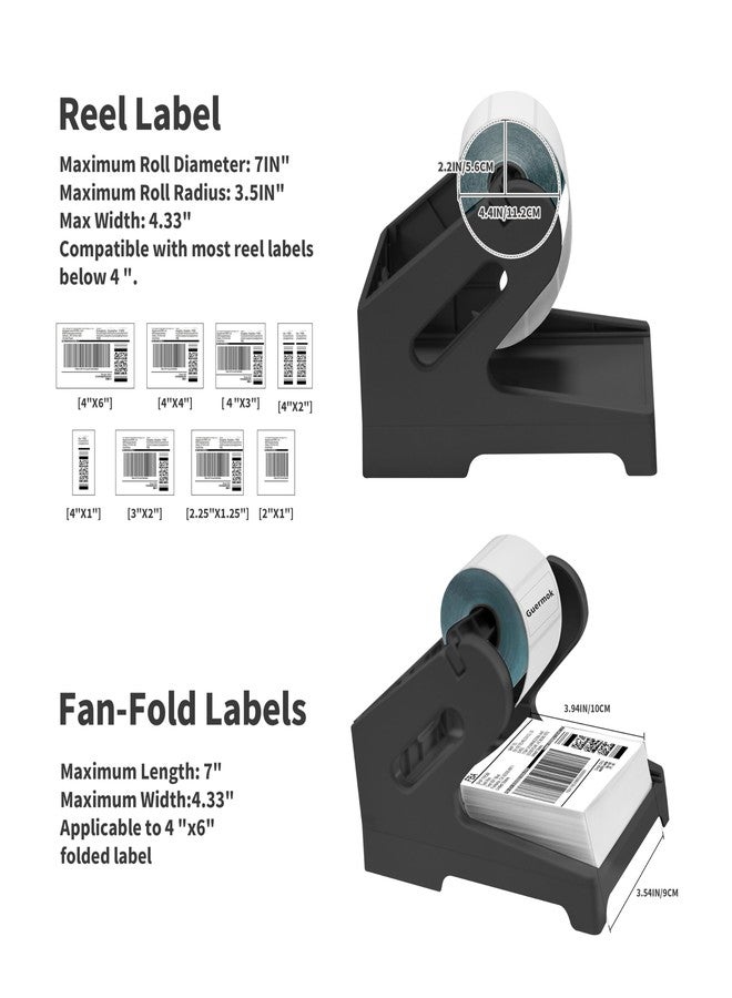 Guermok Thermal Shipping Label Holder for Rolls & Fan-Fold, Fragile Stickers for Shipping, Label Stand Desktop Printer Holder-Home Office Accessory-Sticker Dispenser for Holographic (Black) - Image 3