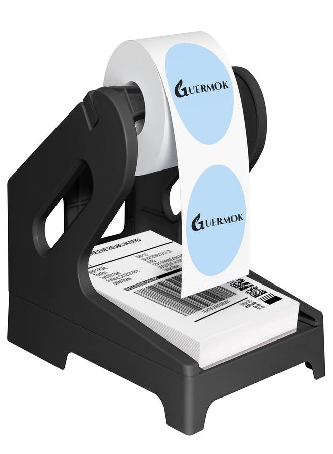Guermok Thermal Shipping Label Holder for Rolls & Fan-Fold, Fragile Stickers for Shipping, Label Stand Desktop Printer Holder-Home Office Accessory-Sticker Dispenser for Holographic (Black) - Image 1