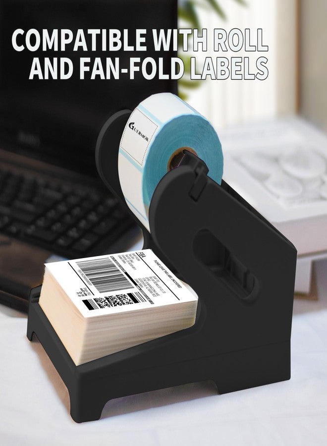 Guermok Thermal Shipping Label Holder for Rolls & Fan-Fold, Fragile Stickers for Shipping, Label Stand Desktop Printer Holder-Home Office Accessory-Sticker Dispenser for Holographic (Black) - Image 5