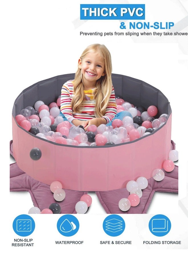 EzzySo Foldable Double Layer Oxford Cloth Kids Ball Pit, Play Ball Pool with Storage Bag (Balls Not Included) Playpen for Baby Toddlers (100CM, Large, Pink) - Image 1