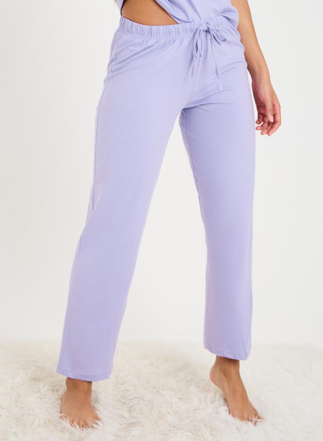Styli Styli Solid Cotton T-Shirt and Pyjama Set  - Image 4