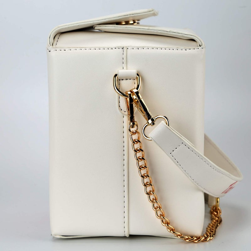 Ondeam Tower Print Crossbody Shoulder Bag,Pu Chinese Takeout Box Totes Purse for Women(White) - Image 3
