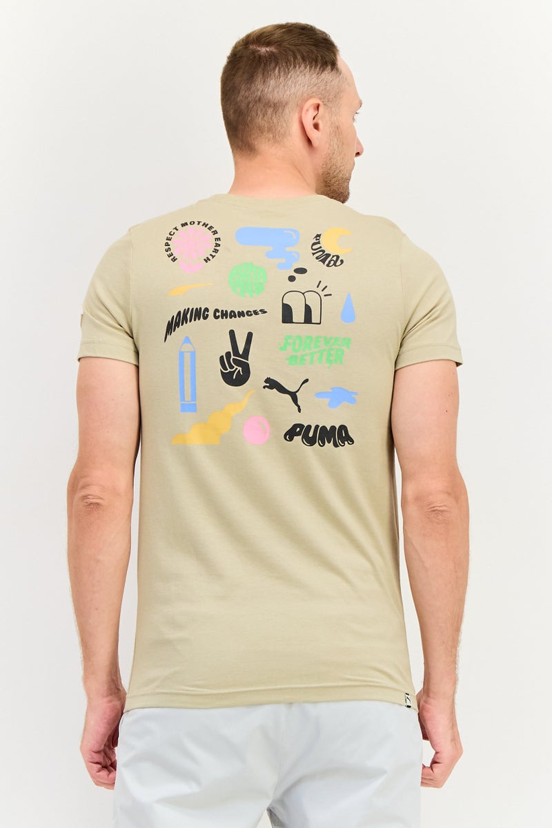 PUMA Men Sportswear Fit Short Sleeve Outdoor T-Shirt, Light Olive - Image 3