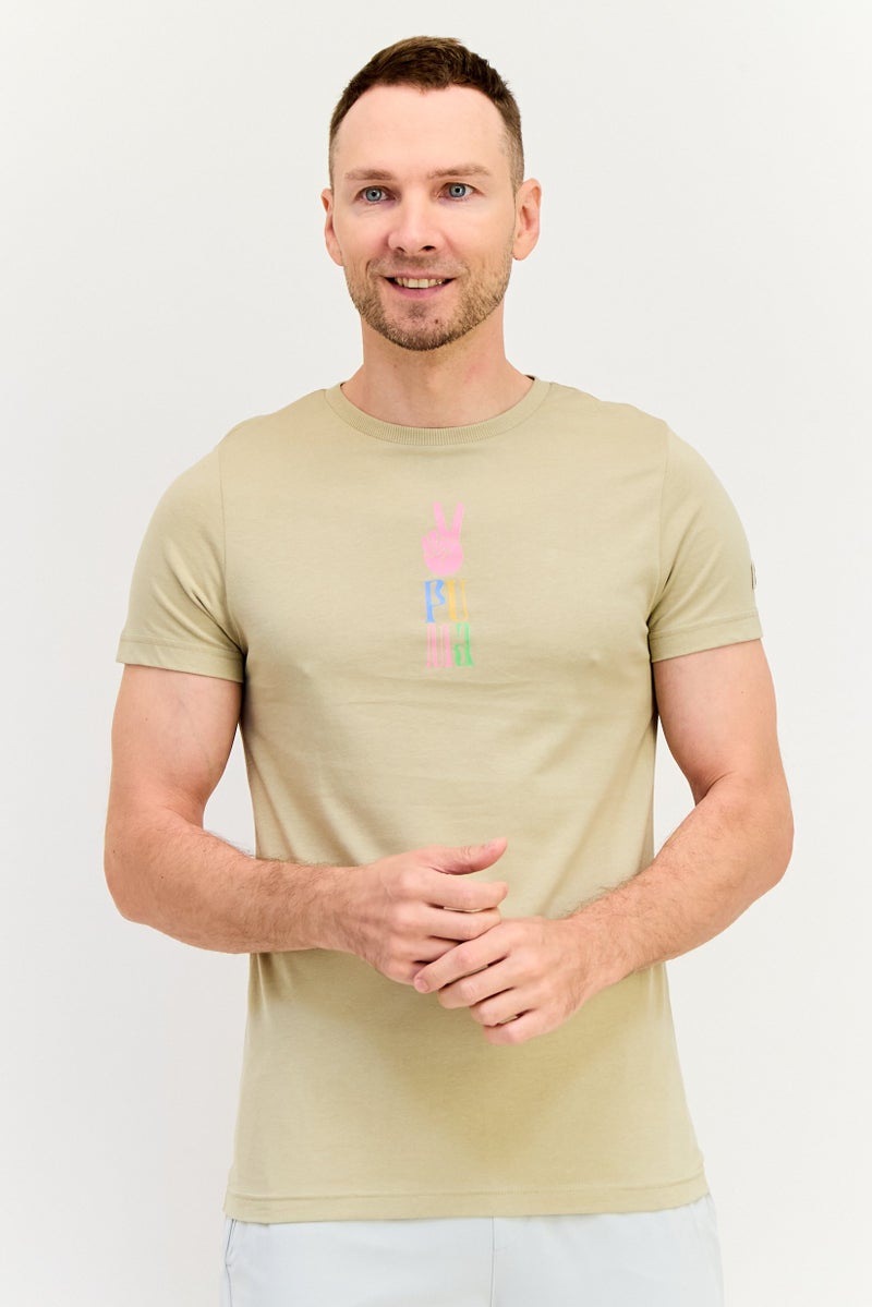 PUMA Men Sportswear Fit Short Sleeve Outdoor T-Shirt, Light Olive - Image 1