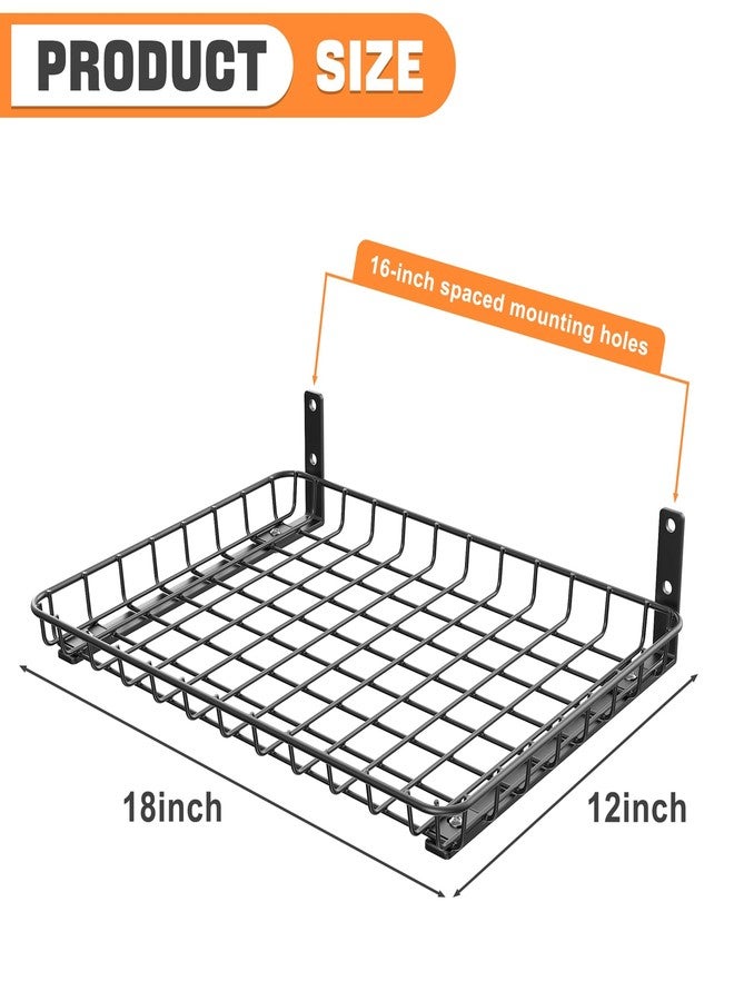TORACK 2-Pack 12x18 inch Wall-Mounted Shelves, Garage Wall Shelf for Closet & Laundry Room, Heavy-Duty Floating Shelves Hold Up to 60 lbs(Black) - Image 2