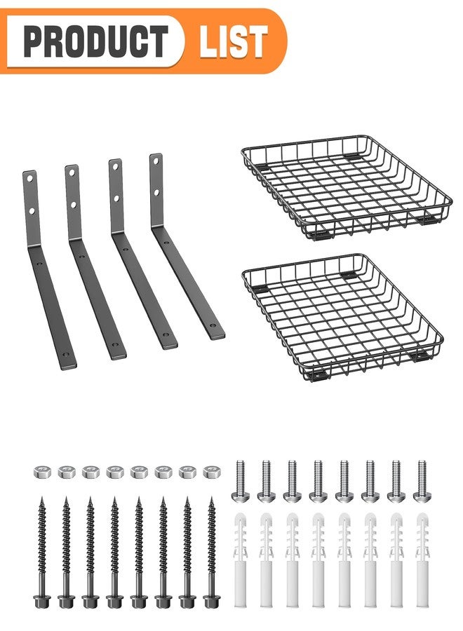 TORACK 2-Pack 12x18 inch Wall-Mounted Shelves, Garage Wall Shelf for Closet & Laundry Room, Heavy-Duty Floating Shelves Hold Up to 60 lbs(Black) - Image 3