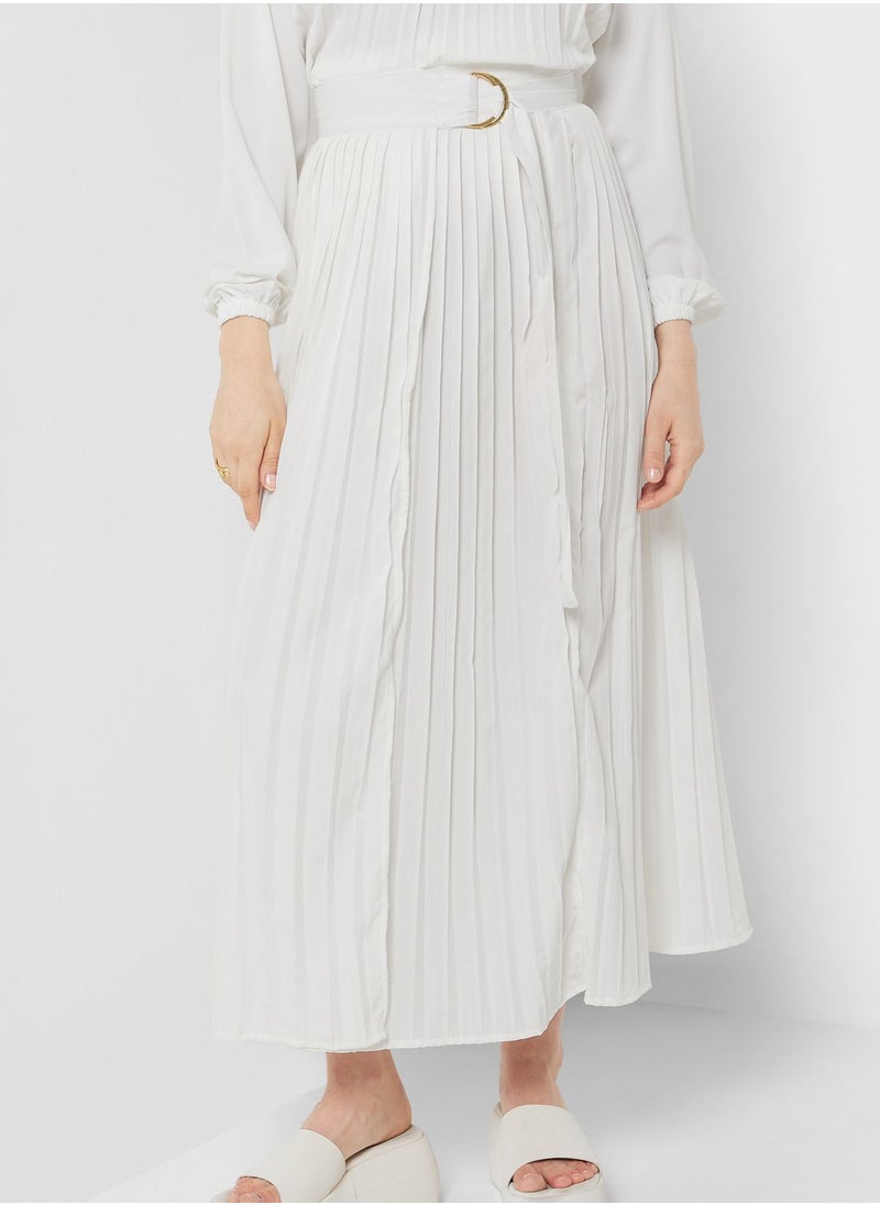 Khizana - Belted Waist Detail Pleated Skirt - Image 1