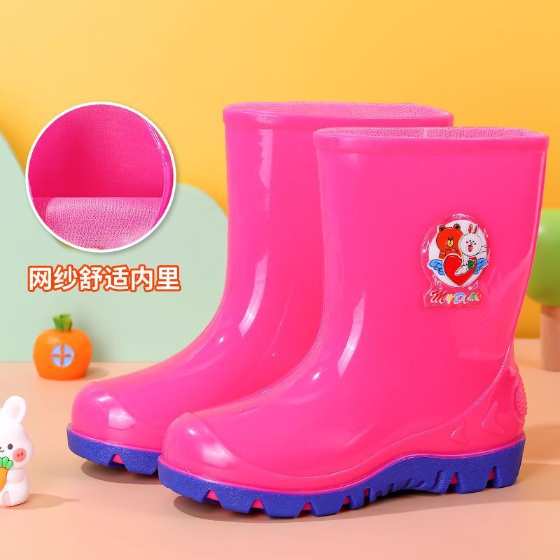 Big Kidsren'S Rain Boots, Baby Boys And Girls' Water Shoes, Fleece-Lined Cartoon Kidsren'S Water Boots, Non-Slip Primary School Students' Rain Boots, Waterproof - Image 1