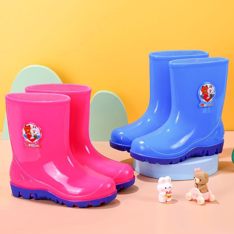 Big Kidsren'S Rain Boots, Baby Boys And Girls' Water Shoes, Fleece-Lined Cartoon Kidsren'S Water Boots, Non-Slip Primary School Students' Rain Boots, Waterproof - Image 4