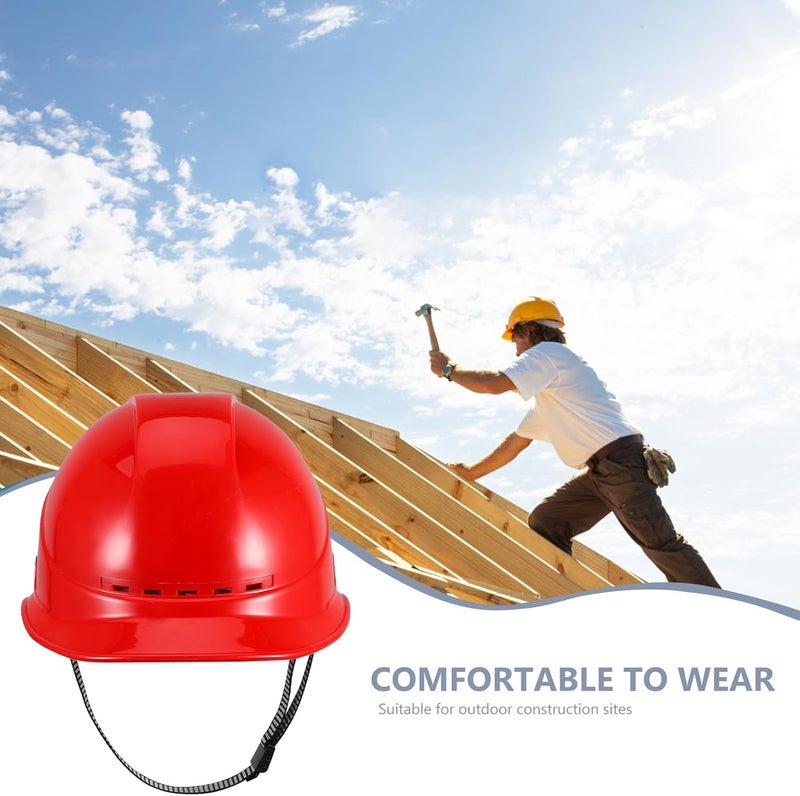 STAHAD Red Vented Abs Hard Hat Safety Helmet for Outdoor Construction Work, Protective Suspension Cap for Men with Thickened Shell, Breathable Head Protection - Image 3