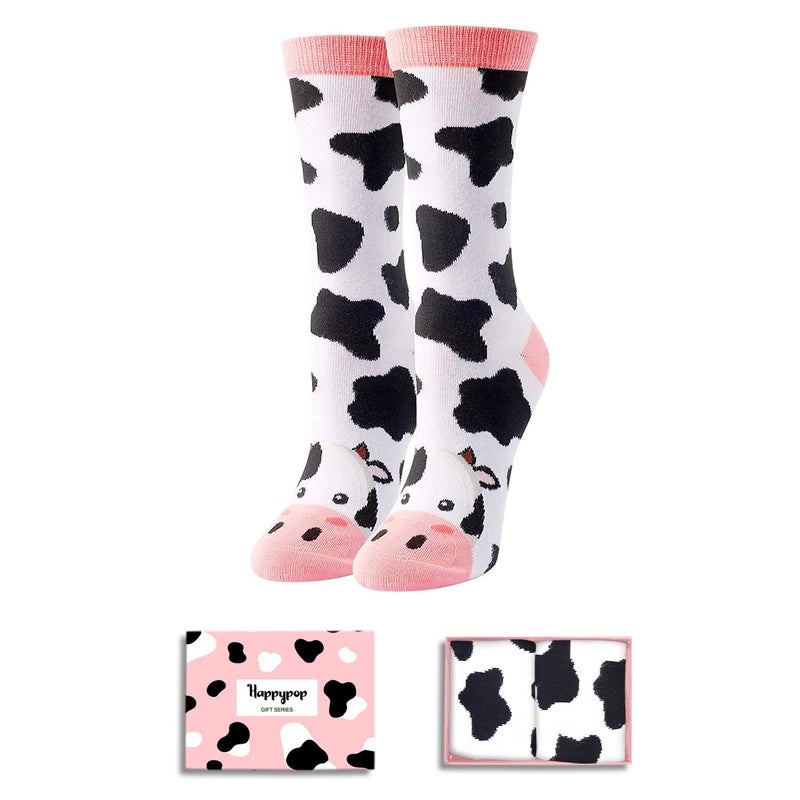 Happy Pop HAPPYPOP Novelty Cow Print Stuff Cow Socks Women, Funny Cow Print Gifts Cow Gifts for Women Gifts for Cow Lovers - Image 1