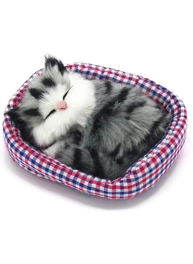 2Pcs Sleeping Cat in Pet Pad Doll Toy, Mini Kitten in Pet Pad with Meows Sounds Decor for Office Desk Hand Toy Gift for Kids Boys Girls,cyan and orange - Image 5