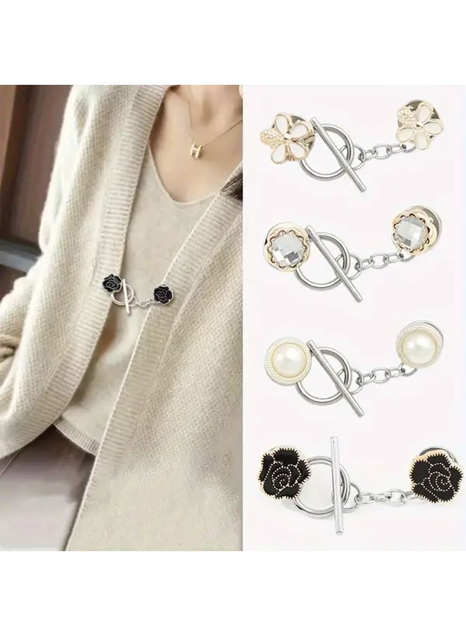 1 4pcs Set Of Seamless Detachable OT Buttons Anti-Slip Decorative Fasteners Black For Sweaters Cardigans Shawls Clothing Jackets Dresses - Image 1
