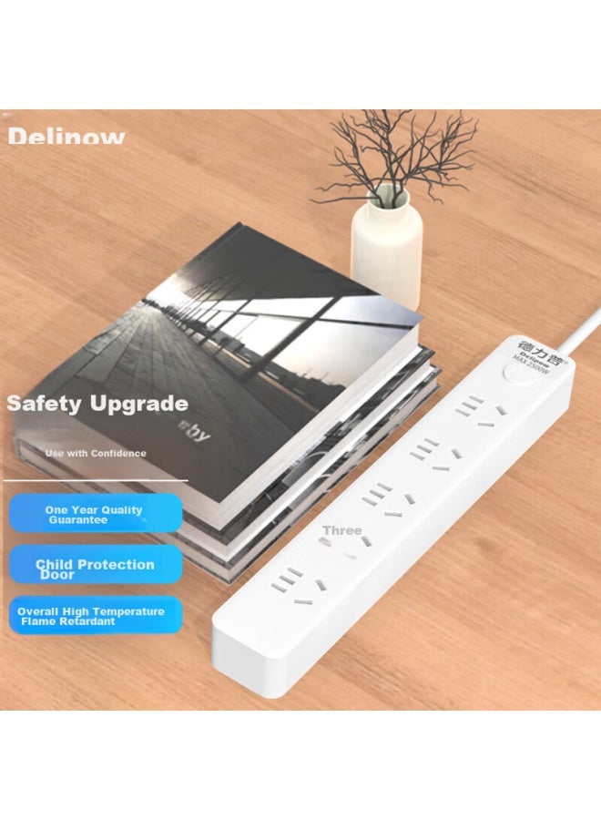Delipow Power Strip, New National Standard Power Bar, Extension Cord/power Strip/power Board/power Strip, 5 Outlets With Master Switch, 3 Meters Long - Image 1