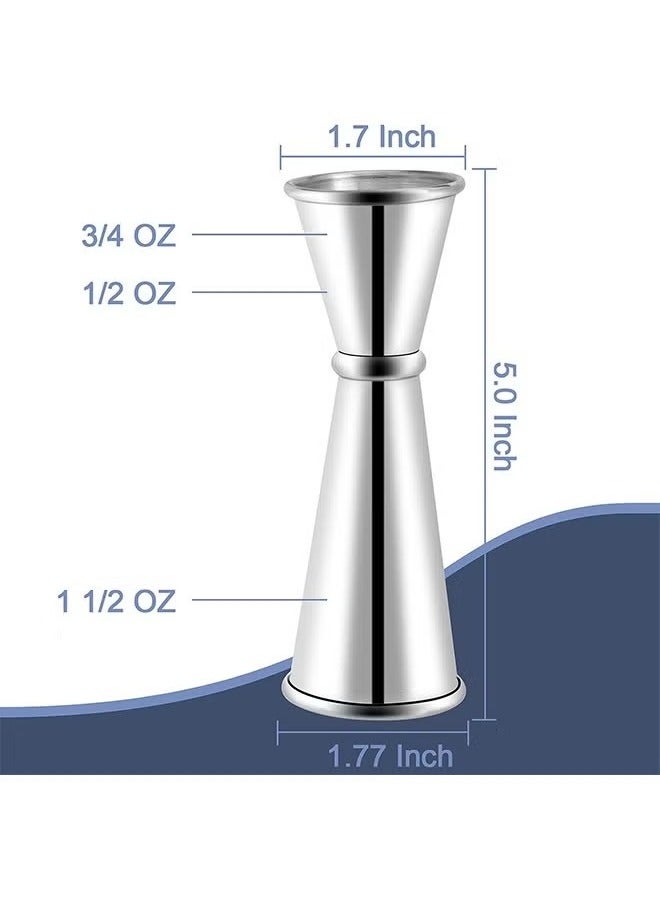 Double Jigger, 304 Stainless Steel Measure Cup Dual Spirit Measurer Double Shot 30ml/60ml Short Drink Mixer Jigger Perfect Party Silver Kitchen Tools for Party, Wedding Anniversary, Birthday  - Image 2