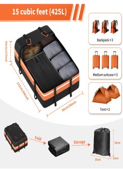 Aomeius Rooftop Cargo Carrier Car Roof Cargo Carrier 1000D PVC Heavy Duty Car Roof Bag Soft-Shell with Anti-Slip Mat Suitable for Camping and Outdoor Long-Distance Travel(15 CUBIC Feet)  - Image 3