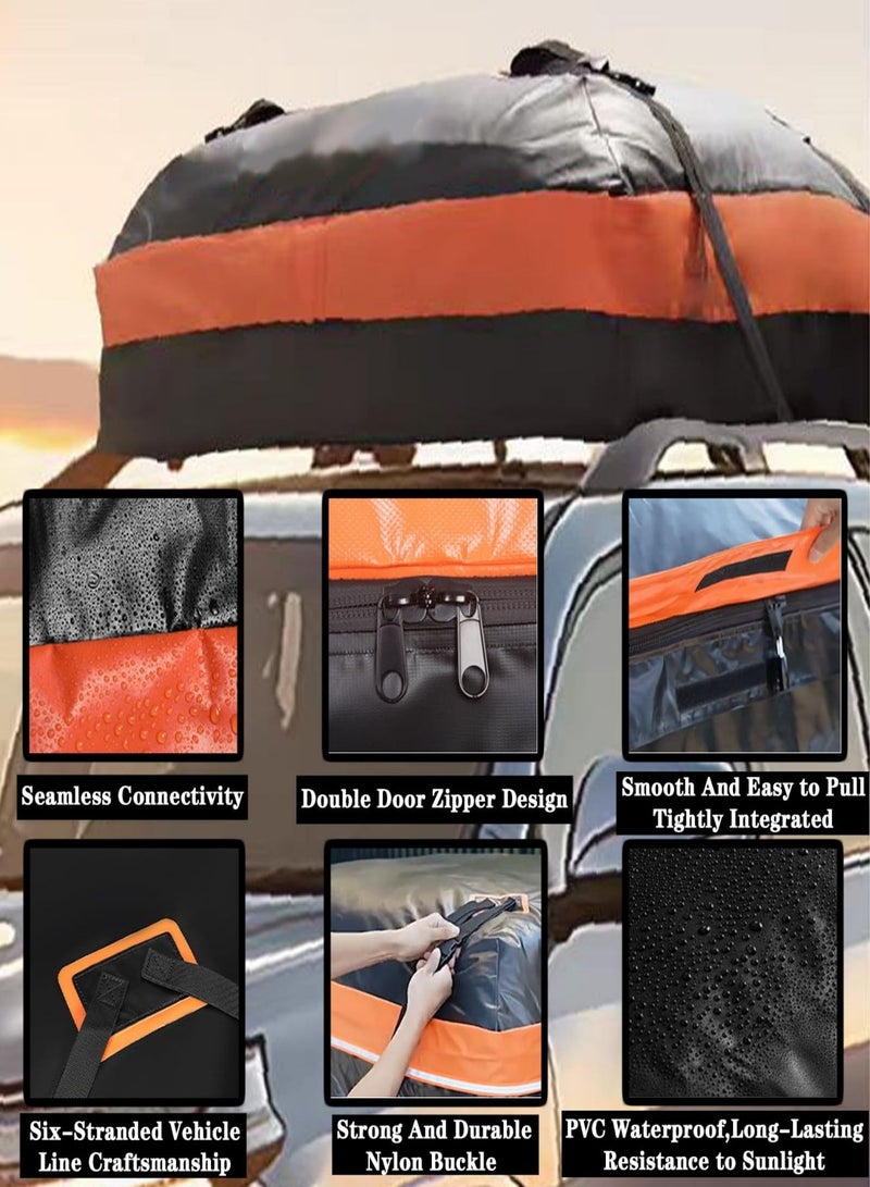 Aomeius Rooftop Cargo Carrier Car Roof Cargo Carrier 1000D PVC Heavy Duty Car Roof Bag Soft-Shell with Anti-Slip Mat Suitable for Camping and Outdoor Long-Distance Travel(15 CUBIC Feet)  - Image 5