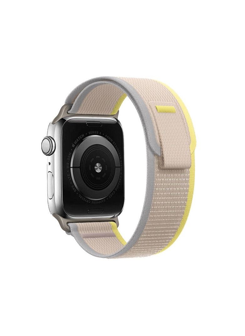 Generic - Apple Watch Trail Band 49mm 45mm 44mm 42mm Nylon Woven Sport Strap for iWatch Series Ultra/8/7/SE/6/5/4/3/2/1 Grey/Yellow - Image 1