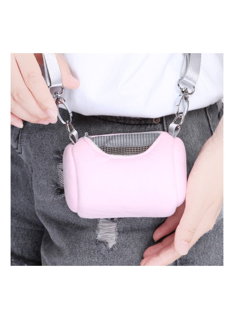 Meetion حقيبة حمل الهامستر الشبكية المحمولة ذات شكل السنجاب المرئي باللون الوردي - Image 2