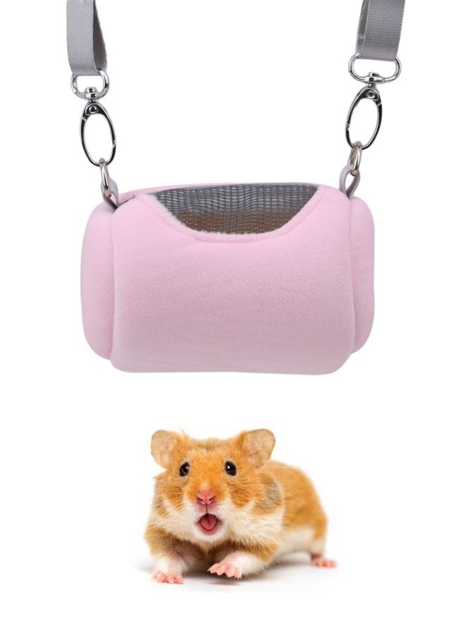Meetion حقيبة حمل الهامستر الشبكية المحمولة ذات شكل السنجاب المرئي باللون الوردي - Image 1