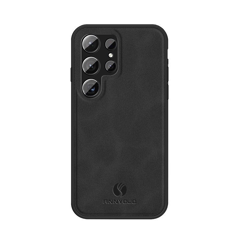MagSafe Samsung Galaxy S23 Drop Protection Leather Texture Case for Anti Slip Grip in Graphite Black finish - Image 1