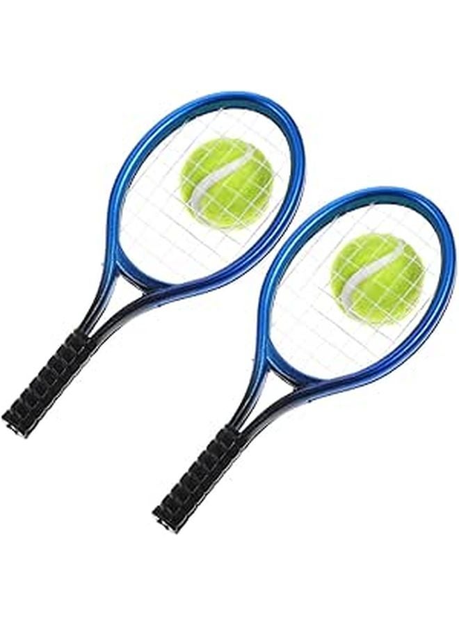 Miniature Tennis Racket And Ball Set For Dollhouse Room Decor Photography - Image 1