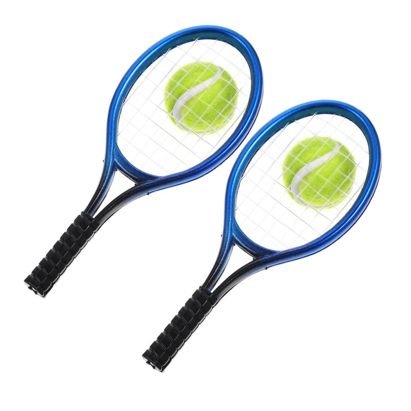 Miniature Tennis Racket And Ball Set For Dollhouse Room Decor Photography - Image 2