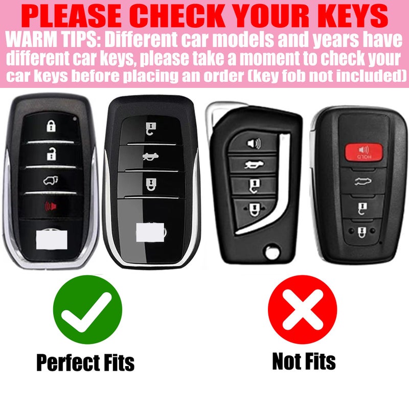YIKECASE Key Fob Cover with Diamond Keychain Fit for Toyota Car Key Holder Compatible with Camry 2025, Venza 2019-2024, RAV4 Prime, Land Cruiser, Fortuner, Grand Highlander, Corolla, 4 Buttons (Pink) - Image 2