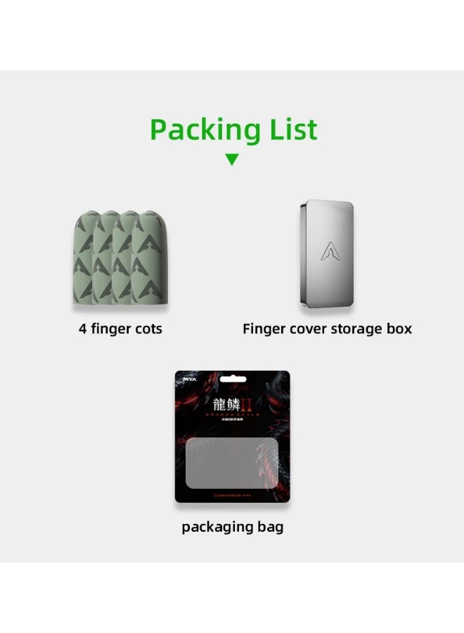 بيفا قفاز أصابع بيفا Dragon Scale II من الجيل الثاني للالعاب أكمام أصابع للعبة ببجي من الألياف الفضية مقاومة للعرق غير لامع ومقاوم لبصمات الأصابع تحتوي على 4 أغطية أصابع (قفازات) تأتي مع علبة تخزين فضي - Image 3