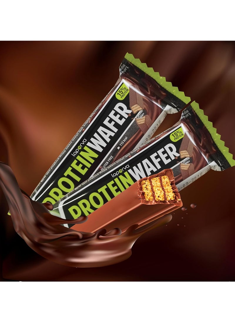 Laperva - Protein Wafer-Milk Chocolate Flavor - Low Carb and Gluten-Free Snack for Athletes and Dieters - 15% Protein, 113 Kcal Per Bar, Sweetened with Maltitol - Free of Added Added Sugar.- Box of 25 Pieces - Image 1