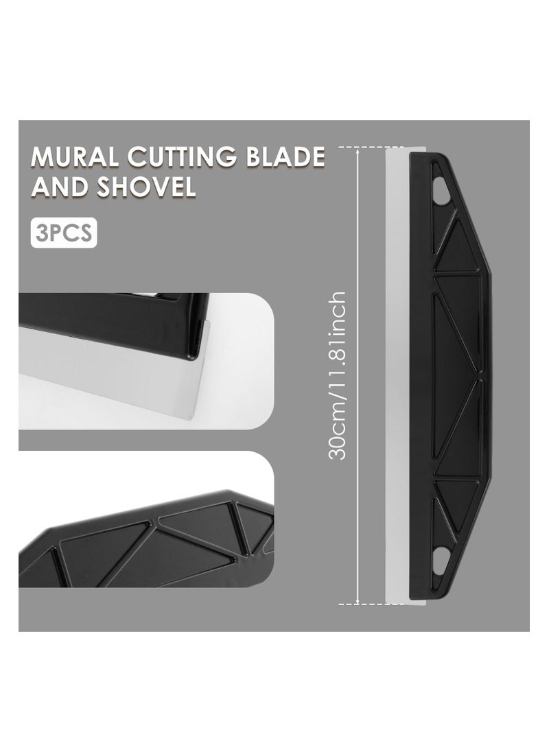 Generic 12" Scraper Razor Blades, 3 Pcs Paint Trim Scraper, Stainless Steel Wallpaper Scraper with Comfortable Handle, Multipurpose Paint Trim Blade for Precision Painting Smearing Repairing Wallpaper  - Image 4