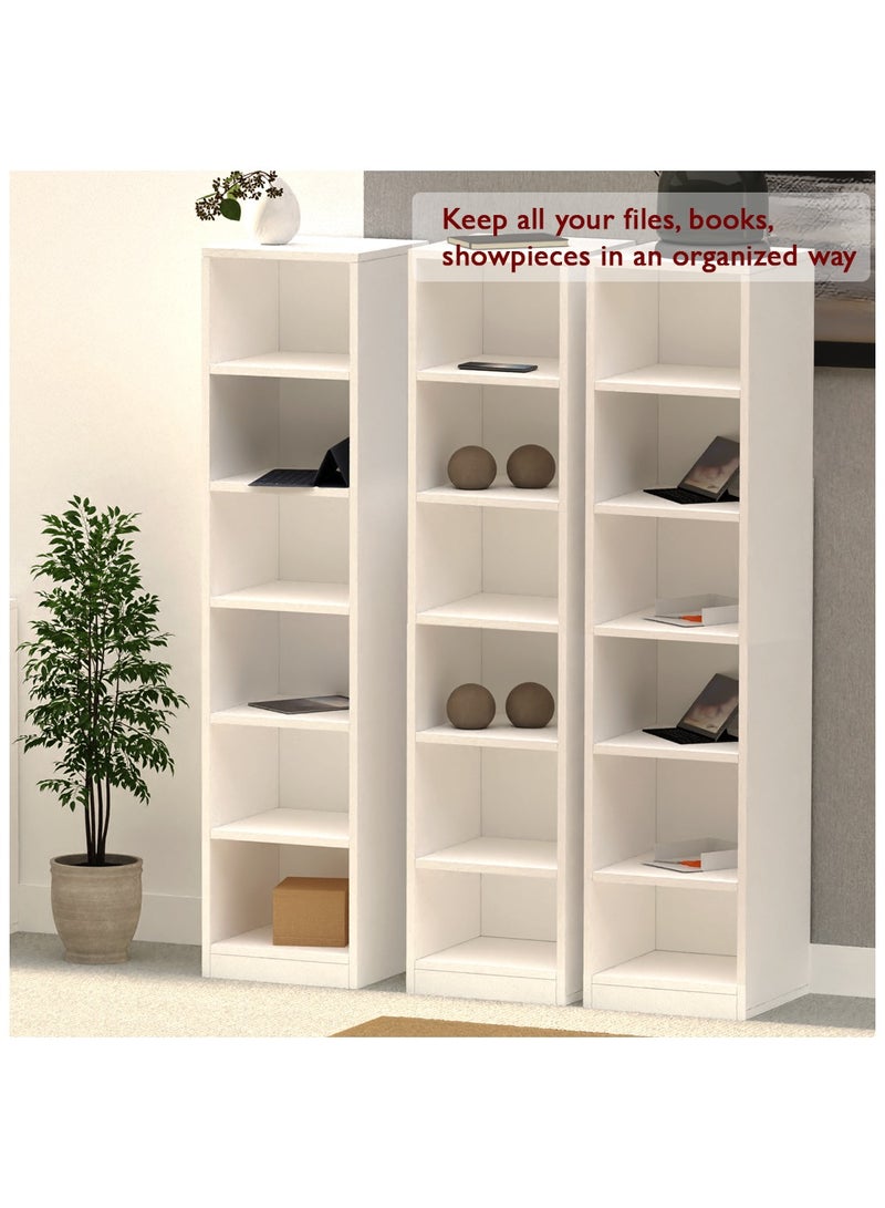 Mahmayi Mahmayi Wooden Storage Display Shelves 6-Tier Freestanding, Box Shelves, Top Shelf for Decoration Ideal for Storing and Displaying your possessions - White - Image 3
