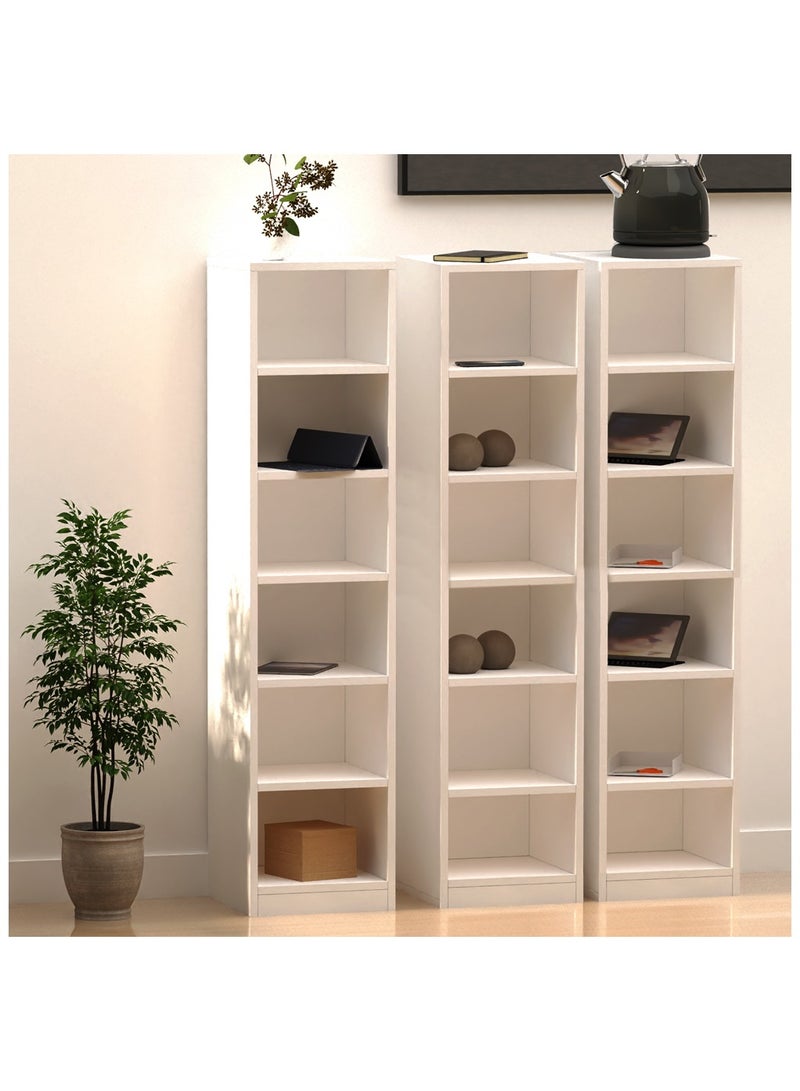 Mahmayi Mahmayi Wooden Storage Display Shelves 6-Tier Freestanding, Box Shelves, Top Shelf for Decoration Ideal for Storing and Displaying your possessions - White - Image 5