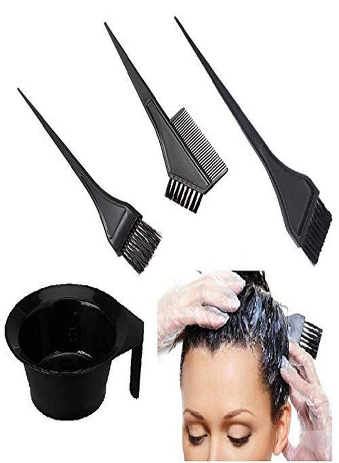 SIOPAWORLD Beauty Salon Spa Professional Styling Hair Dye Applicator Colour Mixing Bowl with Handle and Brush (Pack of 4) (3 Brush-1 Bowl) - Image 2