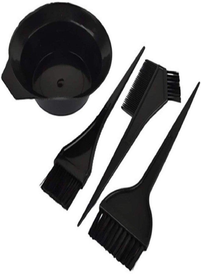 SIOPAWORLD Beauty Salon Spa Professional Styling Hair Dye Applicator Colour Mixing Bowl with Handle and Brush (Pack of 4) (3 Brush-1 Bowl) - Image 1