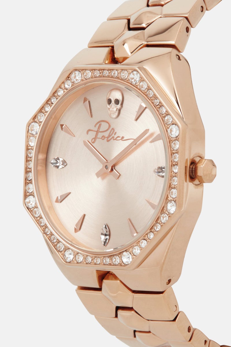 POLICE Women P 16038BSR-32M Stainless Steel Analog Watch 35 mm With Necklace, Rose Gold - Image 4