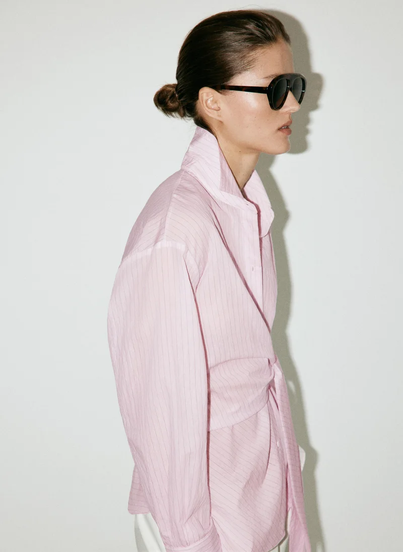 مانجو Striped Blouse With Bow Detail