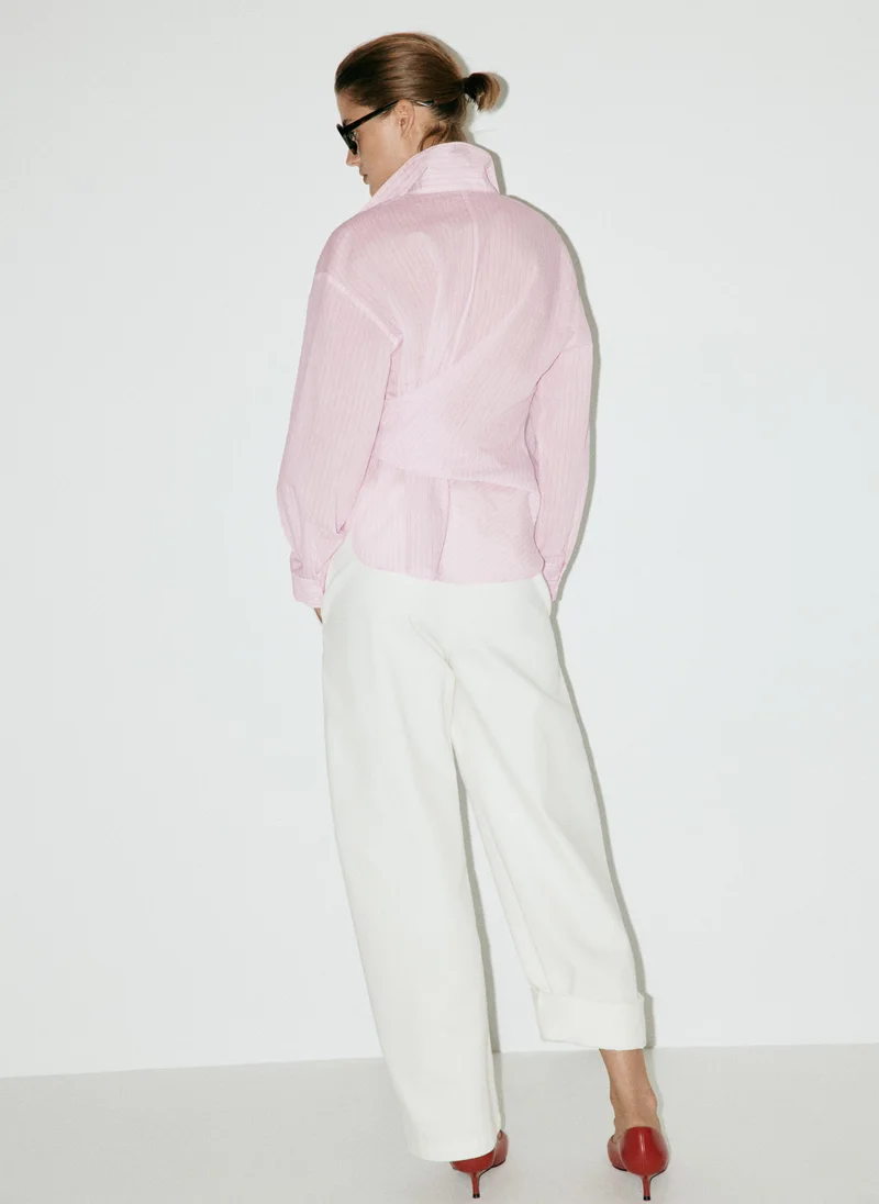 مانجو Striped Blouse With Bow Detail