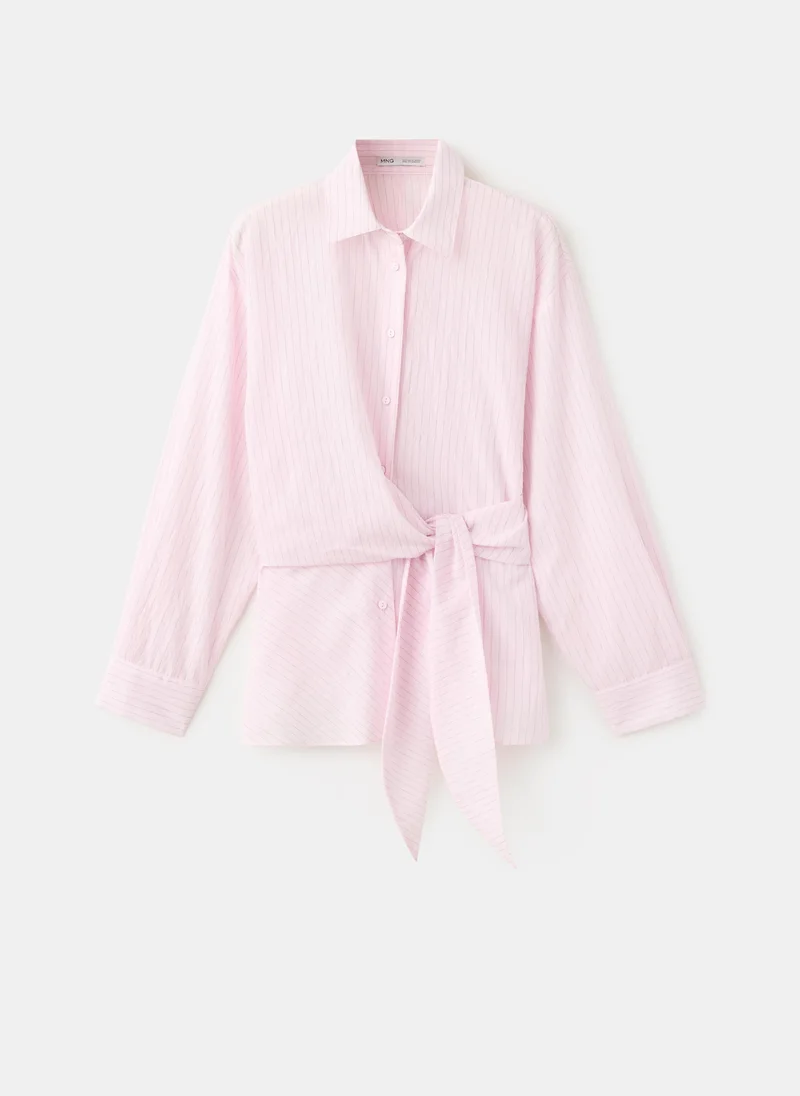Mango 85-ROSA Striped Blouse With Bow Detail for Women | Best Price UAE