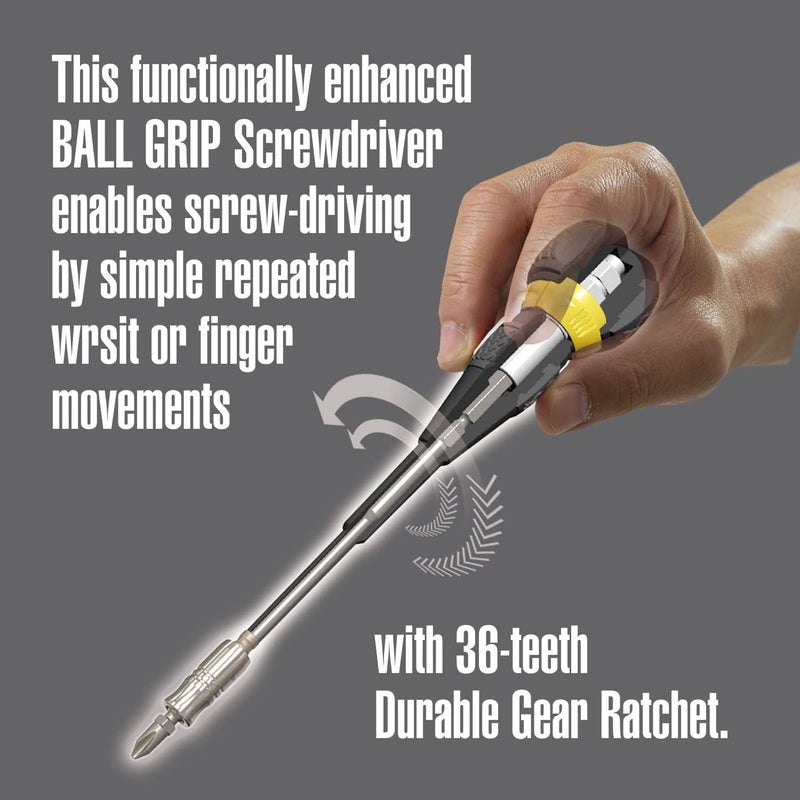 VESSEL - BALL GRIP Ratchet Interchangeable Screwdriver 2200MBH120 - Image 3