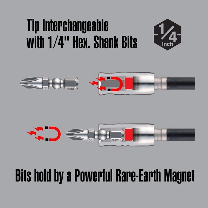 VESSEL - BALL GRIP Ratchet Interchangeable Screwdriver 2200MBH120 - Image 4