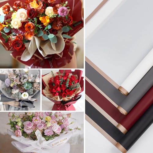 Homepixi Pack of 20, Bouquet Wrapping Sheets (57x57cm) Burgundy with Free Ribbon, Premium Waterproof Flower Bouquet Wrapping Paper, Bouquet Wrapping Paper for Birthday, bouquet wrapper for Wedding - Image 4