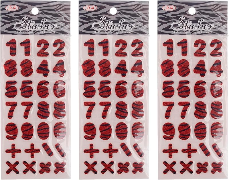 3A 3A-5088-Red19 English Number Foam Sticker Set 3 Pieces For Kids - Red 2440-11-1