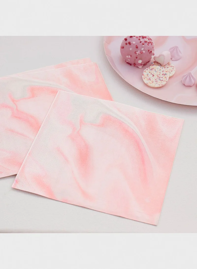 Ginger Ray Pink Marble Paper Napkins