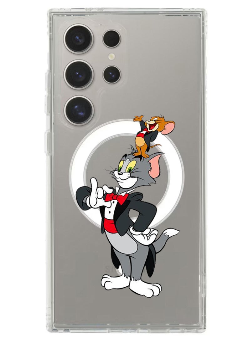 Theodor Magnetic Case for Samsung Galaxy S24 Ultra 6.8-inch Compatible with MagSafe Wireless Charging, Shockproof Phone Bumper Cover Tom & Jerry  - Image 1