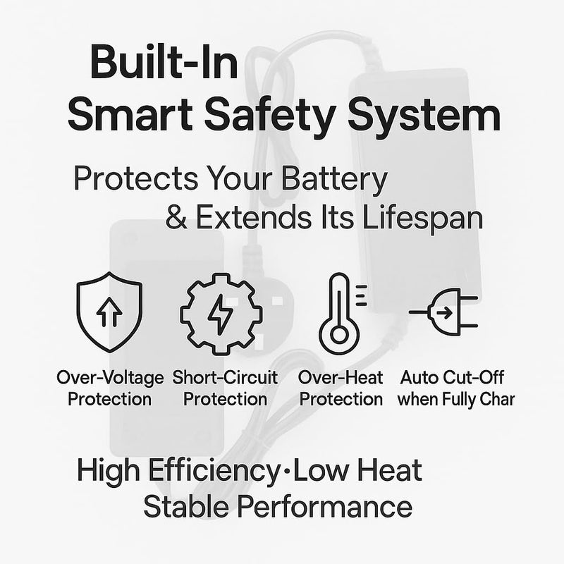 FUKUKAWA 36V 2A Lithium Battery Charger DC42V Output | Smart Cut-Off Fast Charging Adapter with UK 3-Pin Plug | Compatible with 36V E-Bike, Scooter, Hoverboard, Lithium-Ion Battery - Image 5